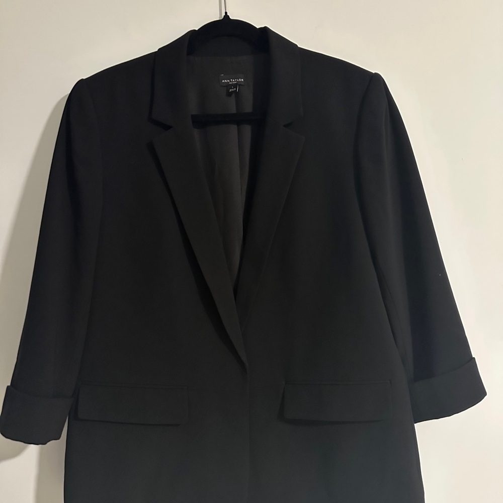 Ann Taylor Open Front Women's Blazer w 3/4 Cuffed Sleeves